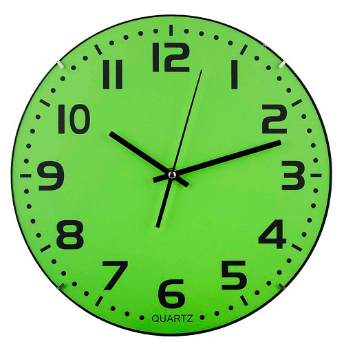 ceas-perete-sticla-rotund-hour-verde